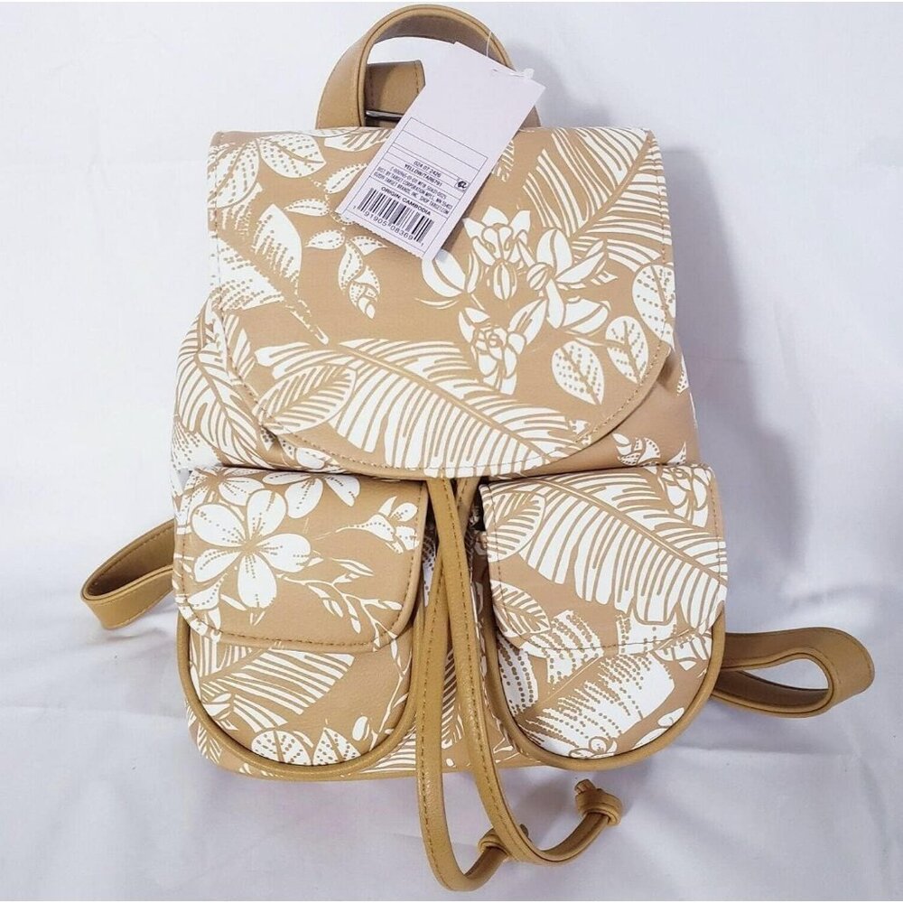 New Wild Fable Floral Print Mini Drawstring Flap Backpack Yellow Snap Closure - Picture 6 of 6